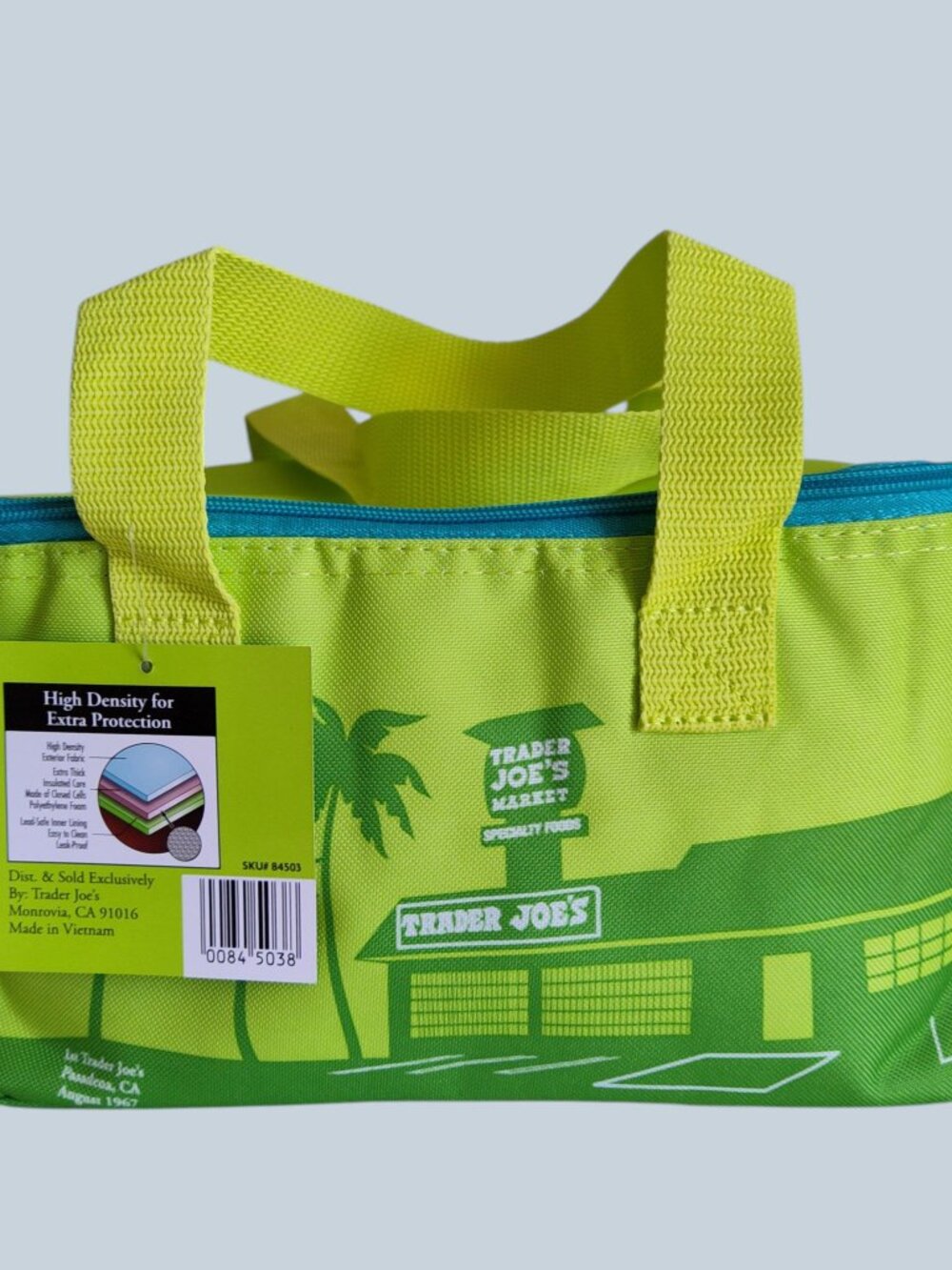 Trader Joe's Mini Insulated Reusable Green Bag 1.5 Gallon Lunch Travel NWT